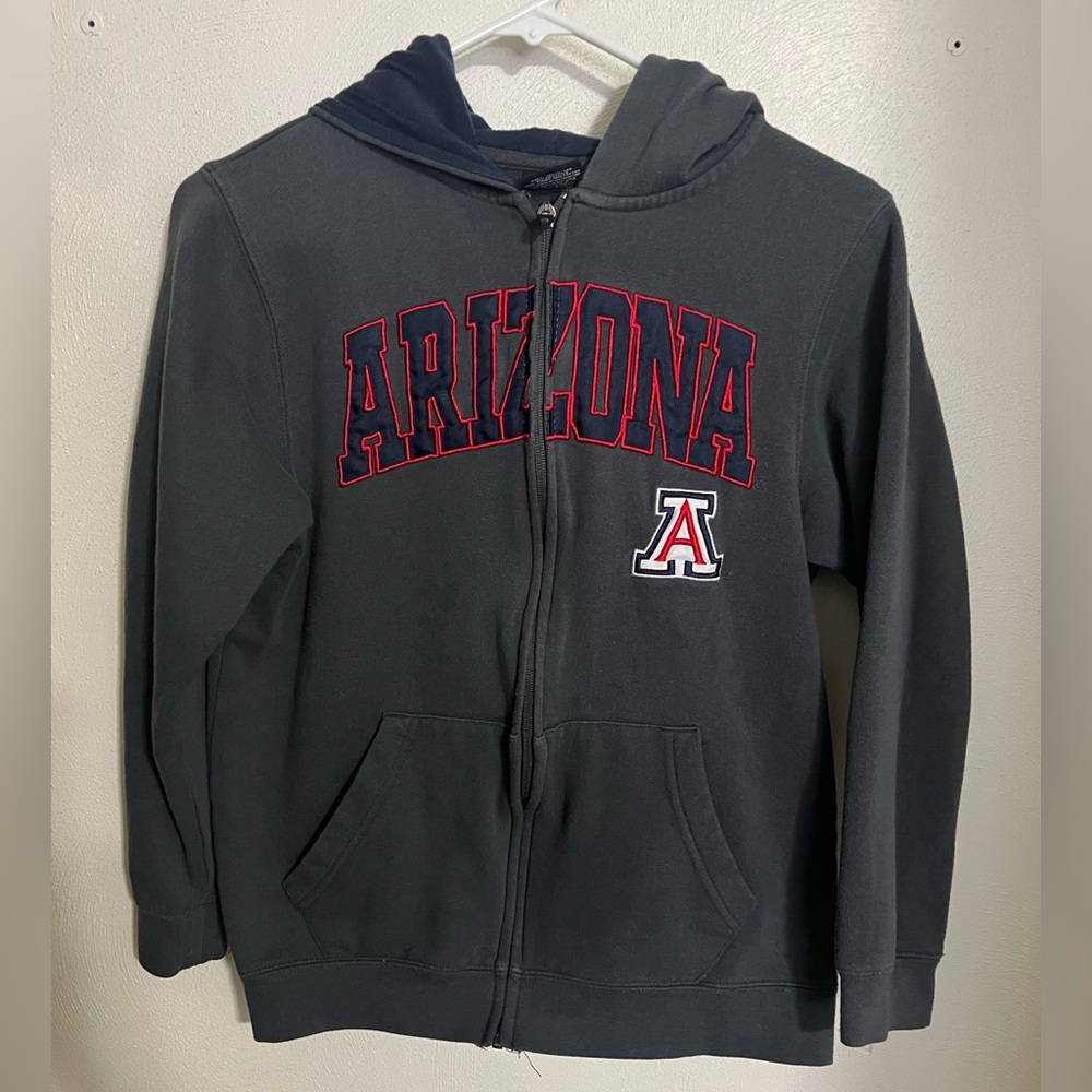 COLOSSEUM University of Arizona Wildcats Full Zip Hoodie Grey Red Blue Kids Sz M